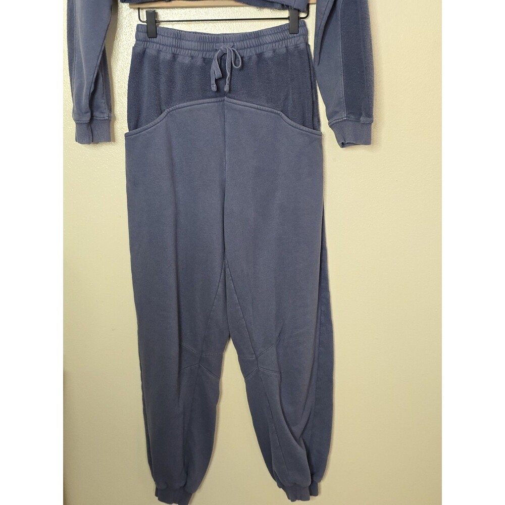 Bohme Women's XS Blue Cropped Quarter Zip Sweatshirt Jogger Pants 2 Piece Set - Picture 4 of 13